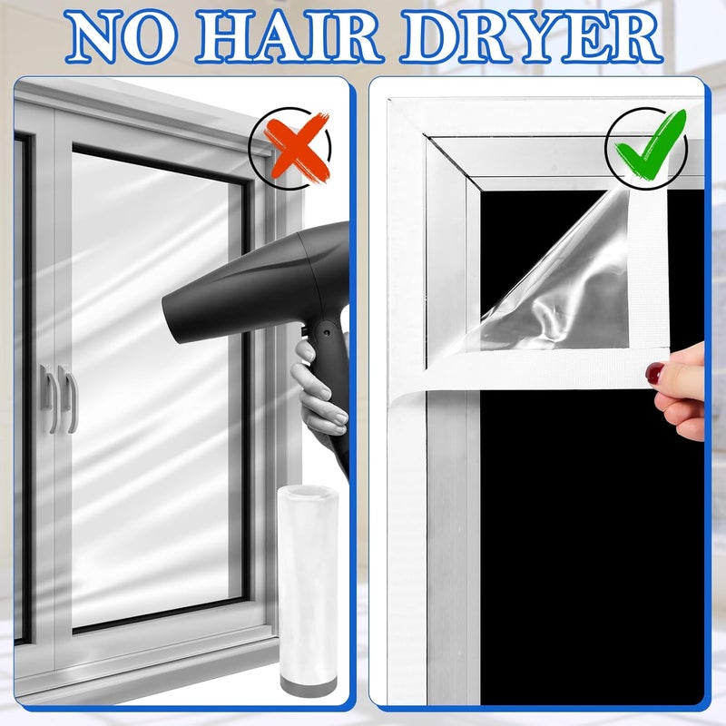 MUDEREK 74×79inches Window Insulation for Winter,Plastic Window Cover for Winter,Thermal Window Insulation Kit for Winterizing,Thick Transparent Window Seal Film for Winter Window Covering - Image 4